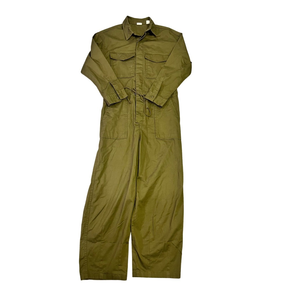 Levi's Utility Jumpsuit Womens S Khaki Olive Green Long‎ Sleeve Belted Coverall